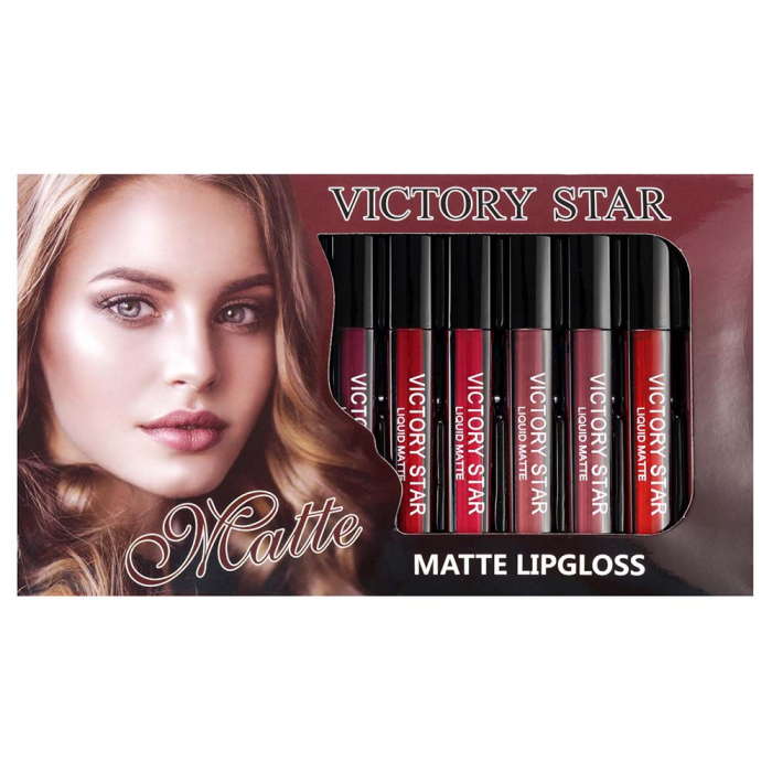 Set cadou 12 rujuri lichide mate, rezistente la transfer, victory star matte, 12 x 10 ml