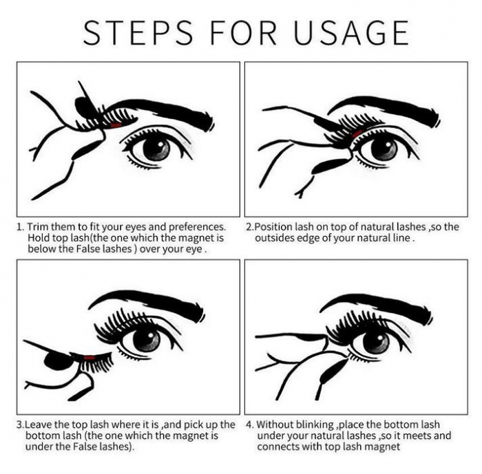 Set Gene False Profesionale cu prindere magnetica in 3 magneti, Reutilizabile, Negru intens, Eyelash 089-big