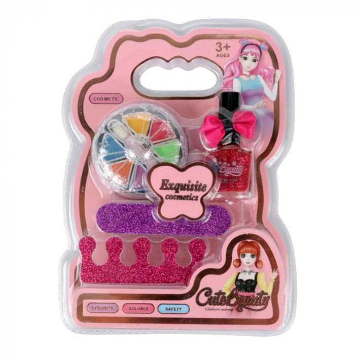 Set infrumusetare pentru copii cu Lac de Unghii, Paleta de farduri, Pila si Despartitor Degete Cute Beauty, Varsta 3+-big