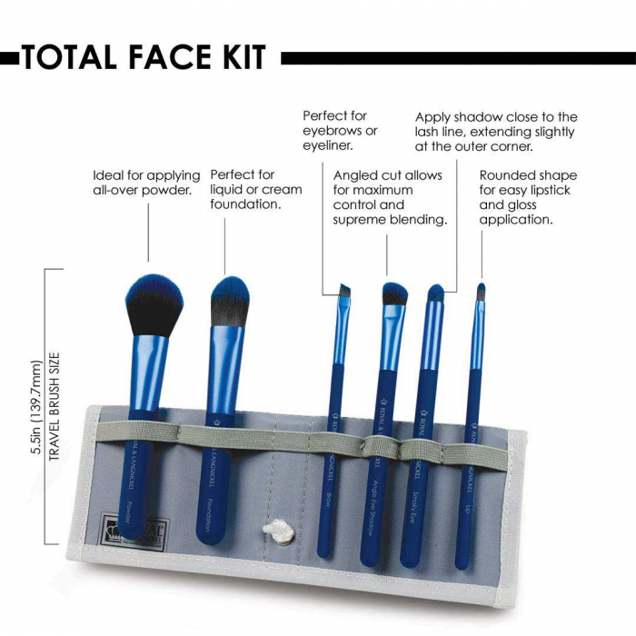 Set pensule profesionale Royal & Langnickel MODA Total Face Flip Kit, 7 piese, Blue-big
