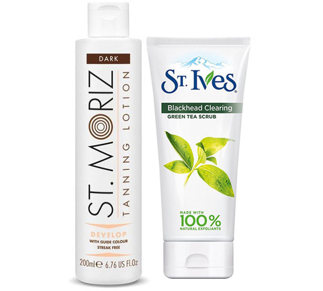 Set pentru autobronzare profesionala ST MORIZ cu Lotiune Dark si Exfoliant ST.IVES cu Ceai Verde