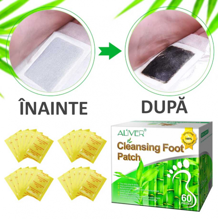 Set Plasturi Detoxifiere 60 bucati Aliver Detox Foot Patch, 100% Natural & Pur-big