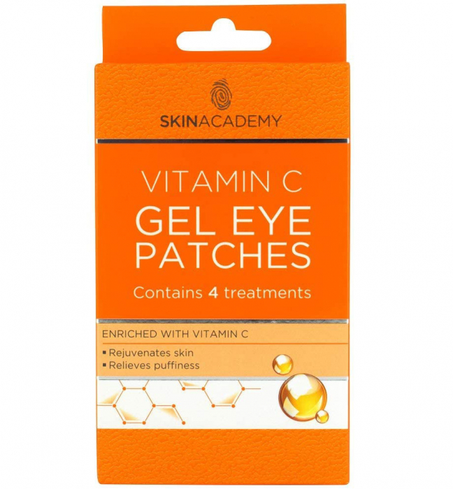 Set Plasturi Tratament pentru ochi cu Vitamina C, SKIN ACADEMY Gel Eye Patches, 4 seturi (8 plasturi)-big
