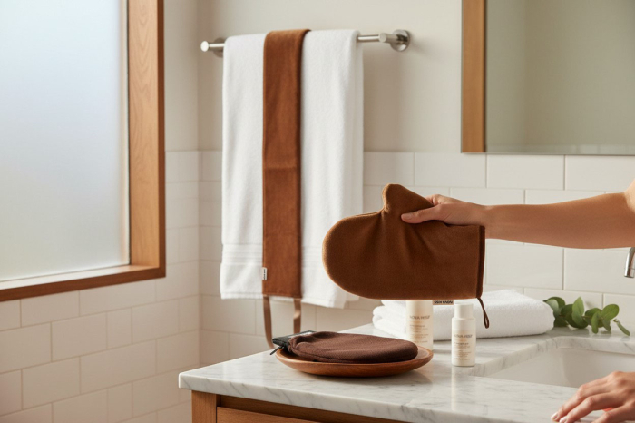 Set Profesional pentru Bronzare Fara Urme NOVA KISS® Tan Like a Pro, cu Manusa Autobronzanta, Manusa Exfolianta si Aplicator Spate-big