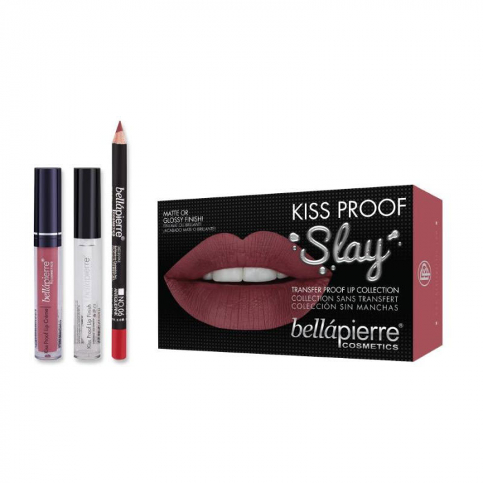 Set Rezistent la Transfer pentru Buze, Bellapierre Kiss Proof Slay, Transfer Lip Collection, Antique Pink