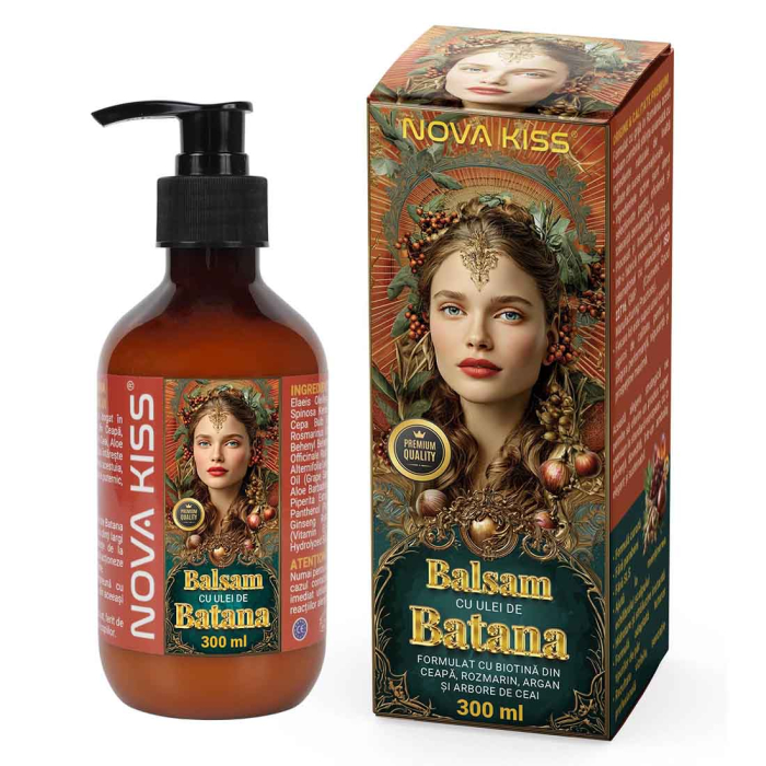 Set Sampon si Balsam cu Ulei de Batana pentru Cresterea si Regenerarea Parului NOVA KISS®, 2 x 300 ml-big