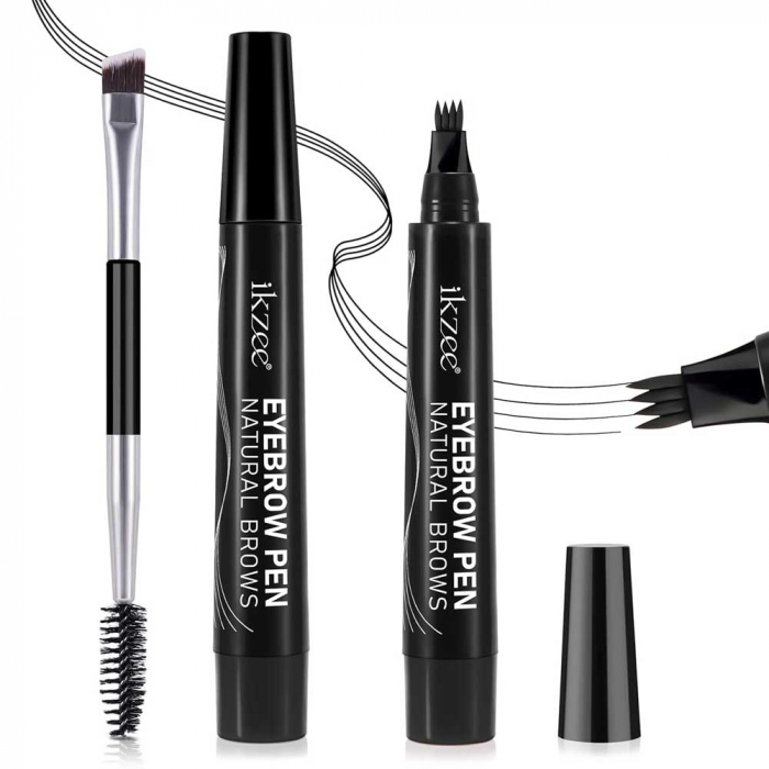 Set Stilou si Pensula Dubla pentru Micropigmentarea Sprancelor, Efect Natural de Microblading, Aspect de Sprancene Pline