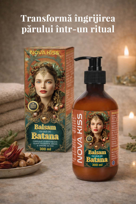 Set Sampon si Balsam cu Ulei de Batana pentru Cresterea si Regenerarea Parului NOVA KISS®, 2 x 300 ml-big