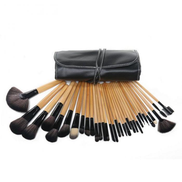Set de 32 Pensule Profesionale din Par Natural, manere din Lemn-big