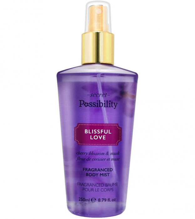 Spray parfumat pentru corp cu cirese, mar rosu si piersici Secret Possibility Blissful Love, 250 ml