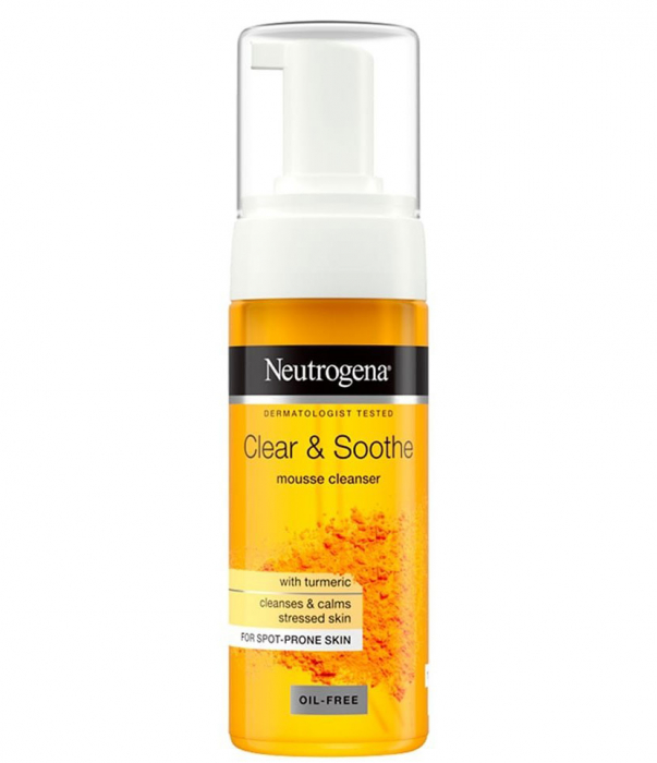 Spuma de curatare cu turmeric pentru ten sensibil, acneic neutrogena clear soothe, 150 ml
