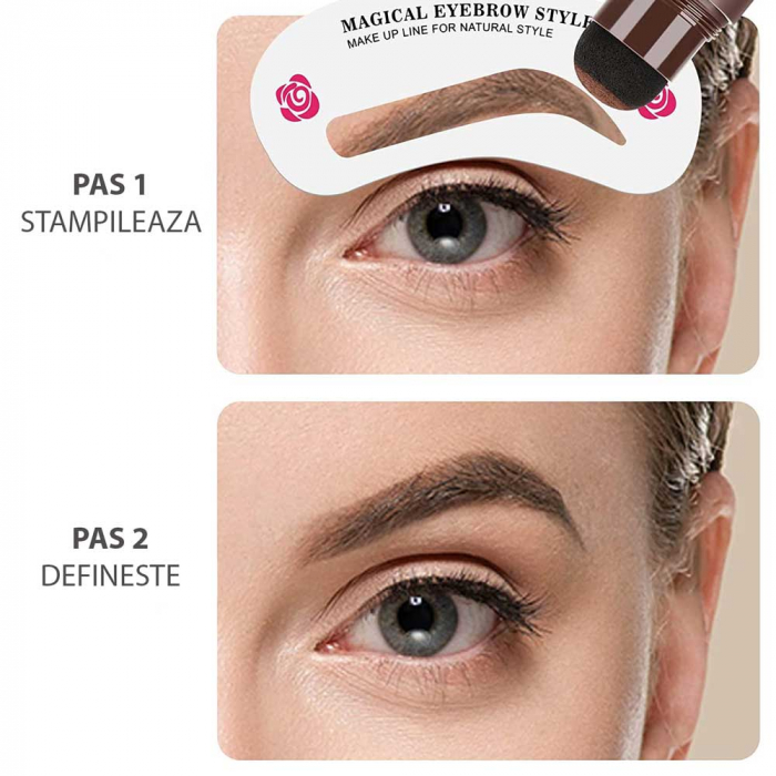 Stampila sprancene rezistenta la transfer Fit Me Eyebrow Stamp, 3 Sabloane incluse-big