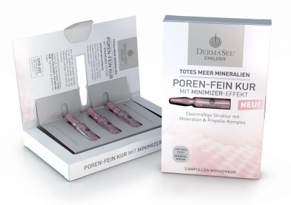 Tratament pentru pori curati dermasel exklusiv cu complex de minerale si extract de propolis - 3 fiole x 1 ml