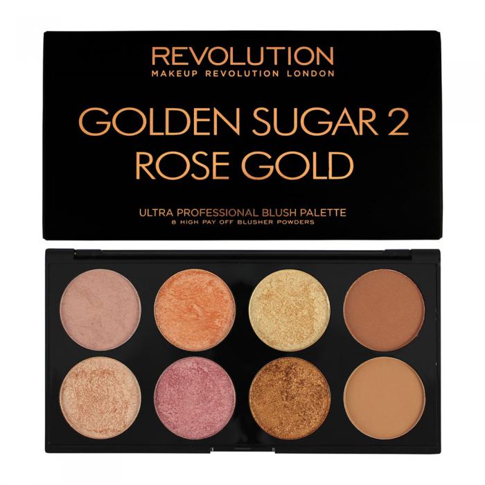 Paleta Cu 8 Blush-uri MAKEUP REVOLUTION Ultra Blush Golden Sugar 2, Rose Gold-big