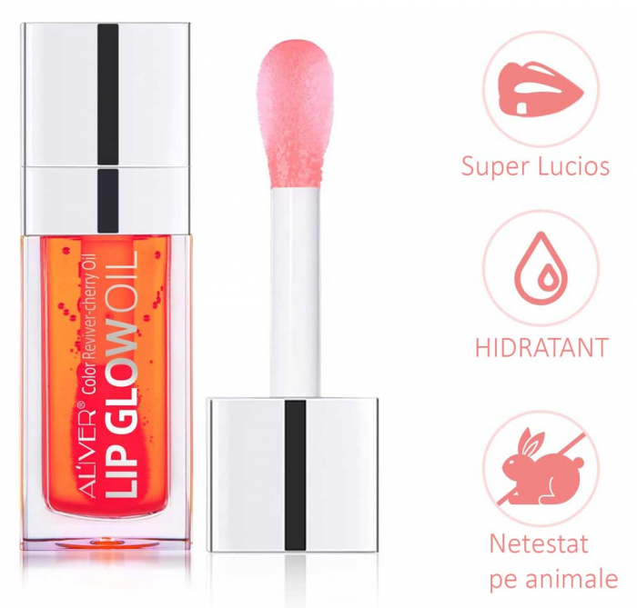 Ulei cu Efect de Marire a Buzelor infuzat cu Ulei de Cirese, Aliver Color Plumping, 02 Coral, 6 ml-big