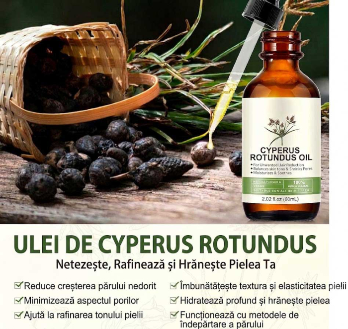 Ulei Cyperus Rotundus 100% Pur & Natural pentru Incetinirea Cresterii Parului Nedorit, 60 ml-big