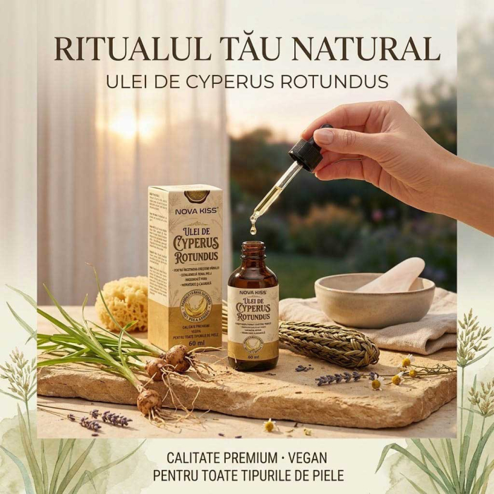 Ulei Cyperus Rotundus NOVA KISS® pentru Incetinirea Cresterii Parului Nedorit, 100% Natural, Premium, 60 ml -big