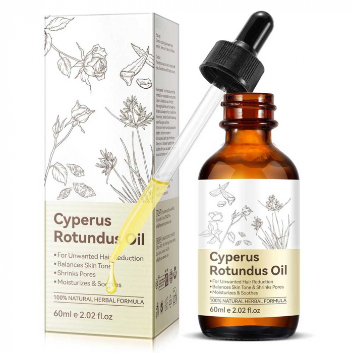 Ulei Cyperus Rotundus pentru Reducerea Cresterii Parului Nedorit, 100% Formula Naturala, NOVA KISS®, 60 ml-big