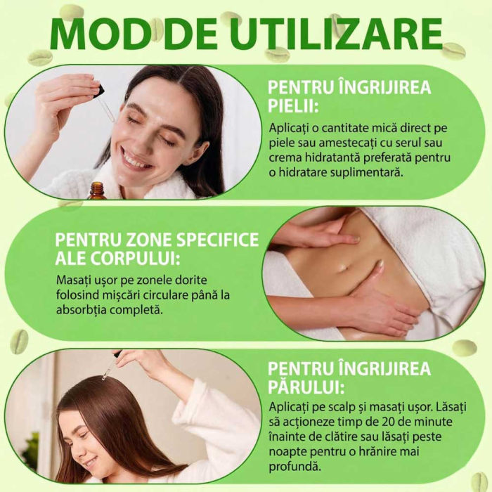 Ulei de Cafea Verde 100% Pur, Presat la Rece - Ten, Corp, Par, 60 ml-big