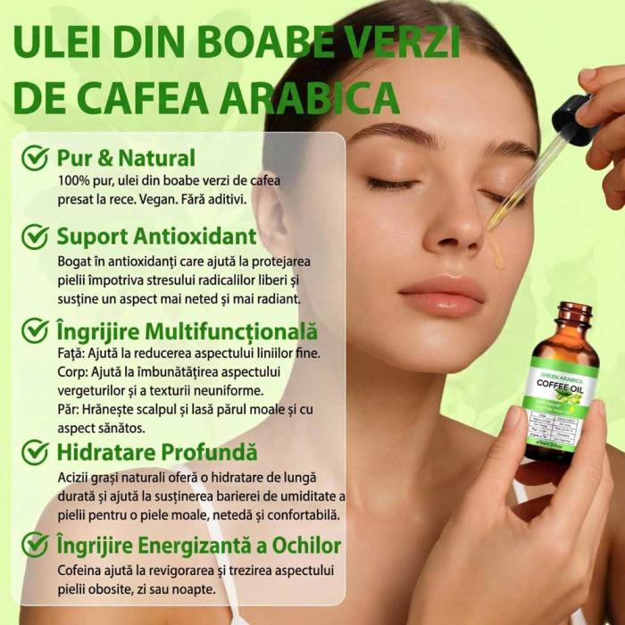 Ulei de Cafea Verde 100% Pur, Presat la Rece - Ten, Corp, Par, 60 ml-big