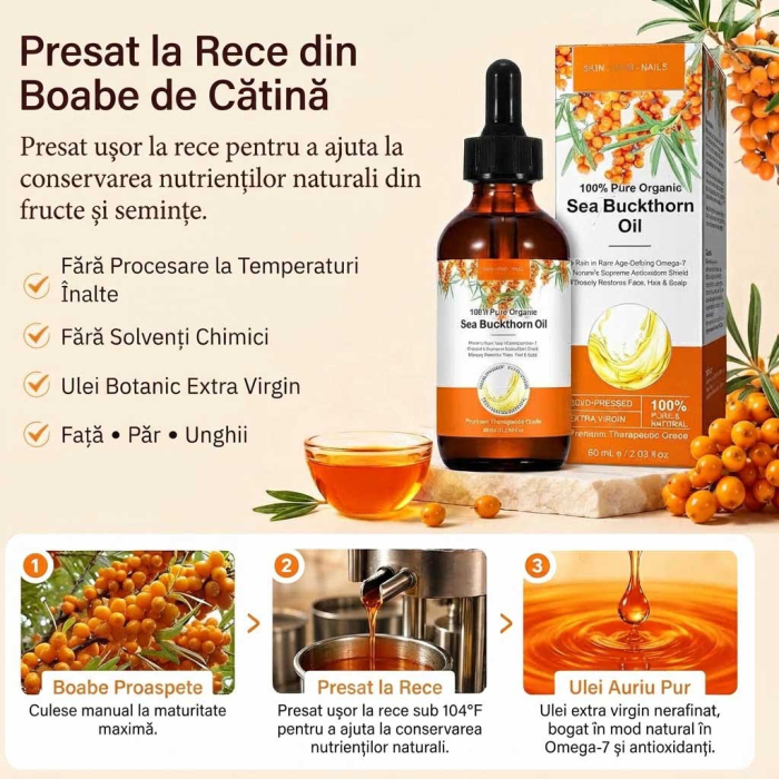 Ulei de Catina 100% Pur si Natural pentru Ingrijirea Tenului si Parului, Calitate Premium, Presat la Rece, 60ml-big