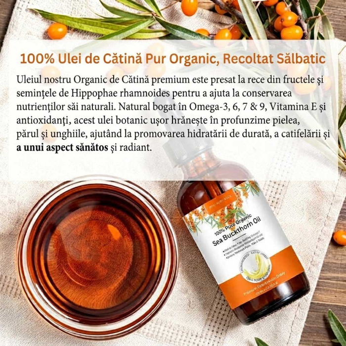 Ulei de Catina 100% Pur si Natural pentru Ingrijirea Tenului si Parului, Calitate Premium, Presat la Rece, 60ml-big