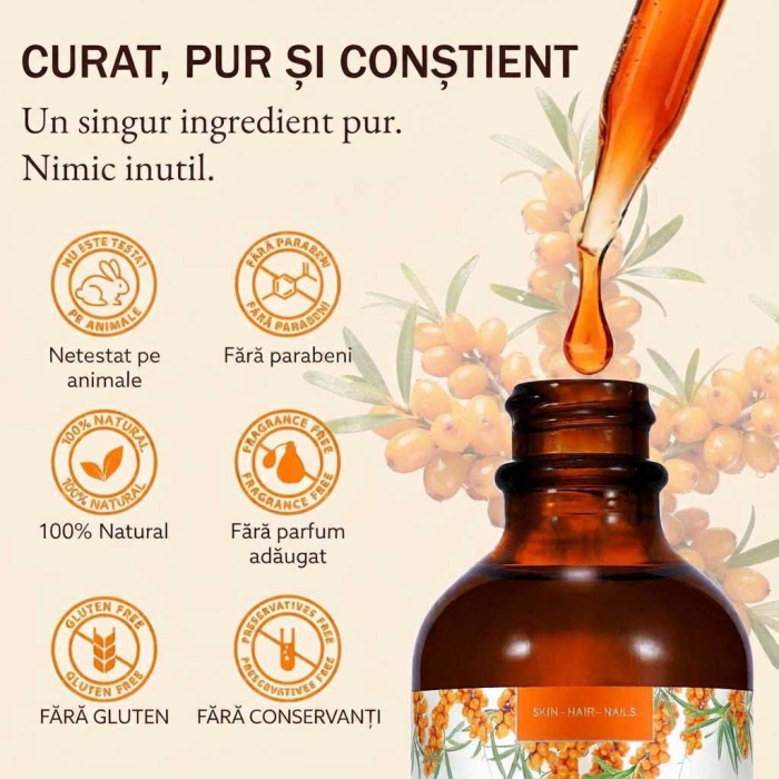 Ulei de Catina 100% Pur si Natural pentru Ingrijirea Tenului si Parului, Calitate Premium, Presat la Rece, 60ml-big