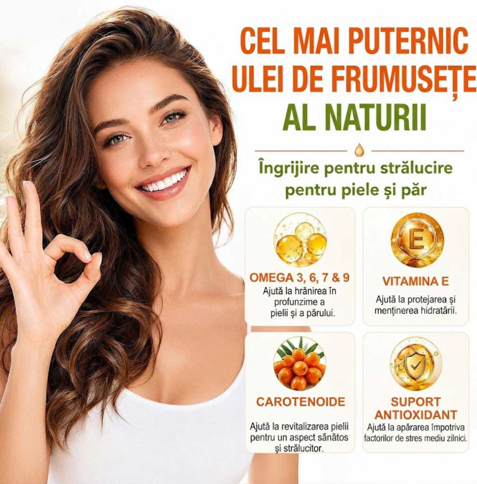 Ulei de Catina Organic, 100% Pur pentru Ingrijire Piele si Par, Extra Virgin, 60ml-big