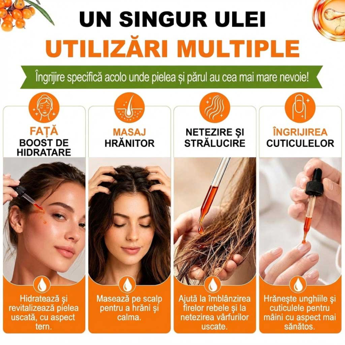 Ulei de Catina Organic, 100% Pur pentru Ingrijire Piele si Par, Extra Virgin, 60ml-big