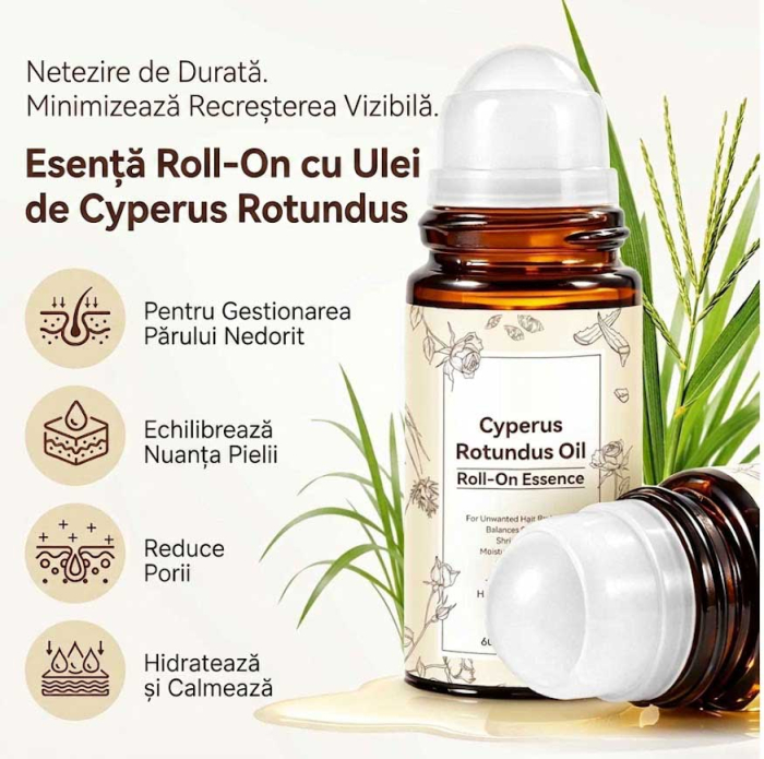 Ulei de Cyperus Rotundus, Roll-On 100% Natural pentru Reducerea Cresterii Parului Nedorit, 60 ml-big