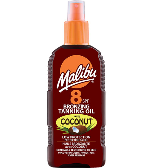 Ulei De Plaja Accelerator MALIBU Bronzing Tanning Oil cu Ulei de Cocos, SPF8, 200 ml