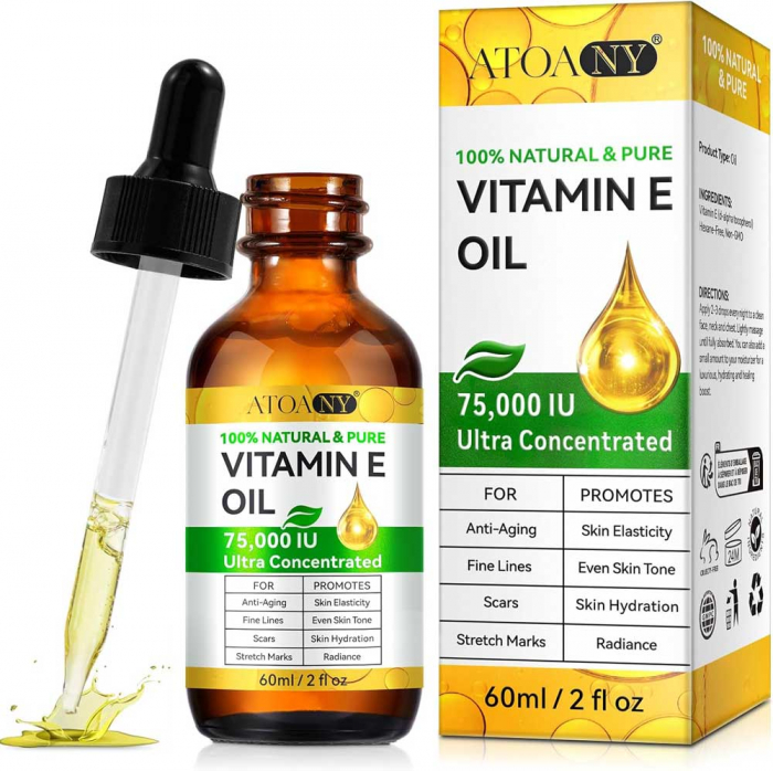 Ulei Premium Ultra Concentrat Vitamina E, 100% Natural  Pur, Fara Hexan pentru Ten, 60 ml