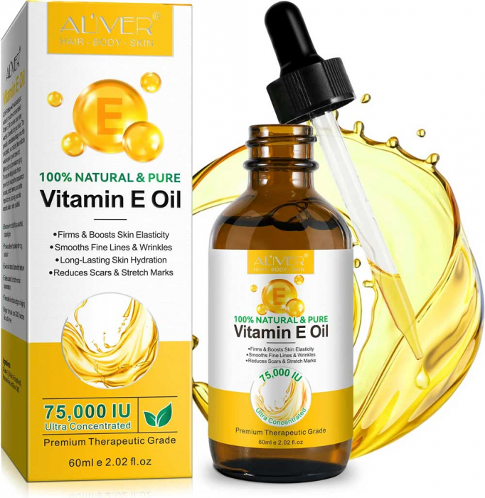 Ulei Vitamina E, 100% Natural  Pur, Ultra Concentrat, Premium, 60 ml