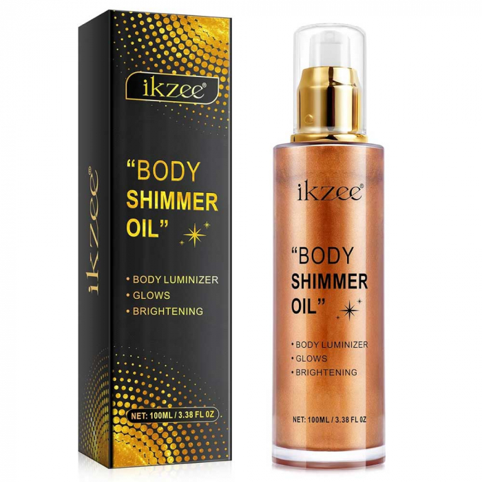 Ulei Stralucitor Premium pentru corp ikzee Body Shimmer Oil, 04 Golden Brown, 100 ml