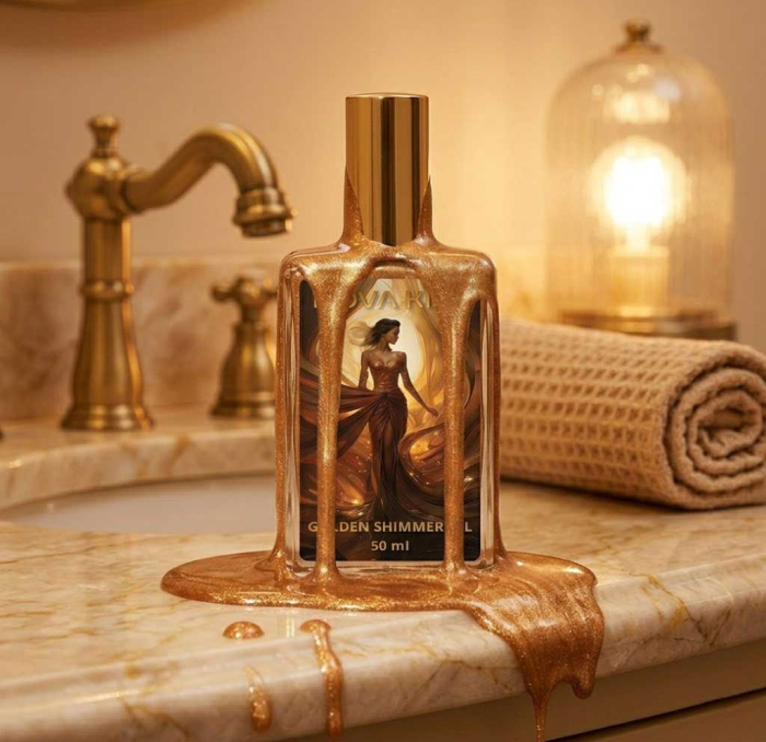 Ulei Strălucitor Ten & Corp cu Sidef Auriu, Premium, NOVA KISS®, 50 ml-big
