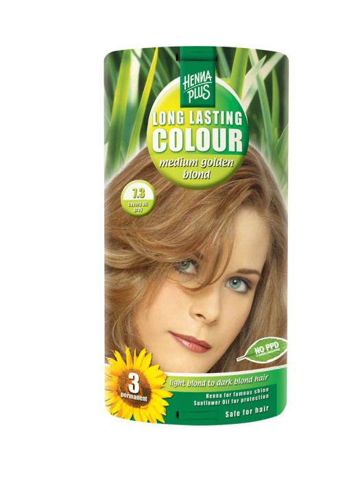 Vopsea de Par HennaPlus Long Lasting Colour - Medium Golden Blond 7.3