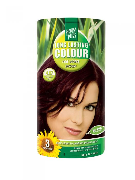 Vopsea de Par HennaPlus Long Lasting Colour - Red Violet Brown 4.67