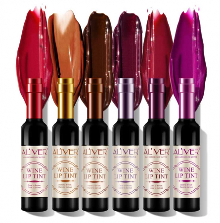 Set 6 Rujuri Premium Mate Rezistente la Transfer, Aliver Wine Lip Tint Waterproof, 7 g X 6 buc