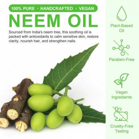 Ulei Organic de Neem, 100% Natural, Premium, Fara Hexan, pentru Piele, Scalp si Par, 60 ml3