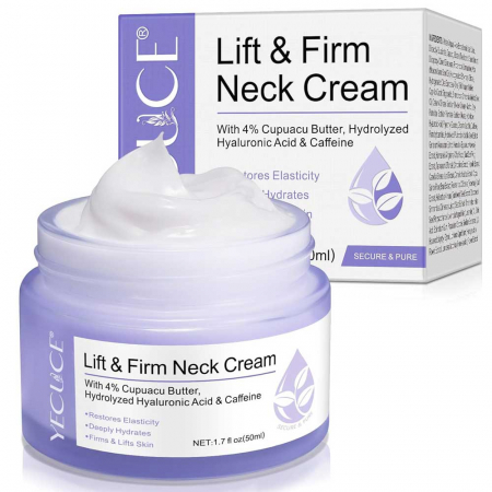 Crema Pentru Tonifierea, Ridicarea Pielii Gatului cu Unt de Cupuacu, Acid hialuronic si Cofeina, 50 ml 