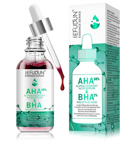 Ser Facial cu AHA 30% si BHA 2% pentru Ten Gras, Efect Anti-Acnee, Anti-Roseata, SEFUDUN, 30 ml