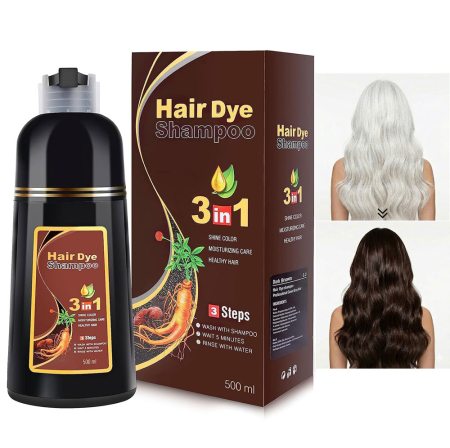 Sampon Colorant 3 in 1 - Saten Inchis, Acoperire Fire Albe, 500 ml