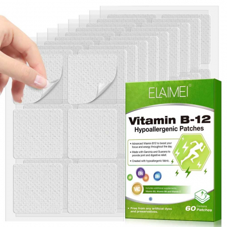 Plasturi cu Vitamina B12, B3, B6 și C – 60 plasturi hipoalergenici pentru digestie și combaterea anemiei1