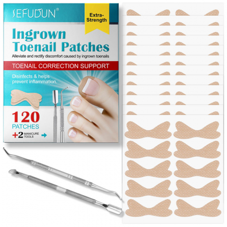 Set 120 Plasturi pentru Unghii Încarnate + 2 Instrumente Manichiură | Corectare și Protecție