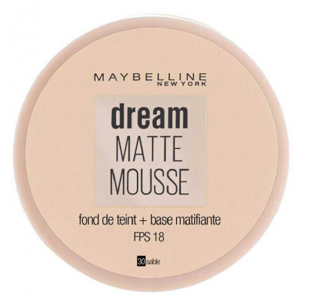 Fond de ten cu efect matifiant Maybelline New York Dream Matte Mousse SPF18, 30 Sable, 18 ml