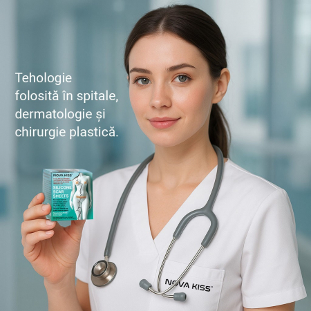 Bandă Premium cu Gel de Silicon Medical pentru Cicatrici, Reutilizabilă, NOVA KISS®6