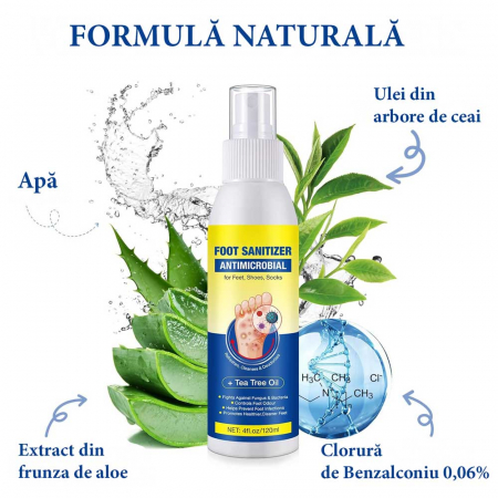 Spray Antifungic pentru Picioare cu Ulei de Arbore de Ceai, 120 ml1