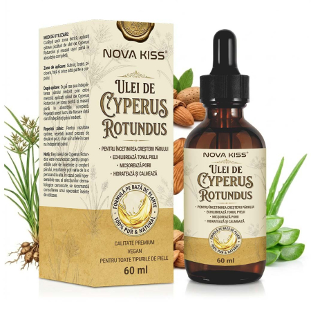 Ulei Cyperus Rotundus NOVA KISS® pentru Incetinirea Cresterii Parului Nedorit, 100% Natural, Premium, 60 ml 