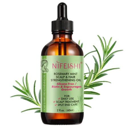 Ulei cu Rozmarin si Menta pentru Tratamentul Scalpului, Varfuri Despicate si Cresterea Parului, NIFEISHI®, 60 ml