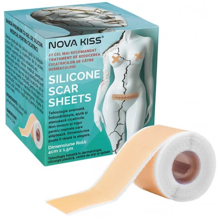 Bandă Premium cu Gel de Silicon Medical pentru Cicatrici, Reutilizabilă, NOVA KISS®